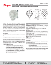 Thumbnail of document Manual - ASPS-03-1-N HVAC Differential Pressure Switch
